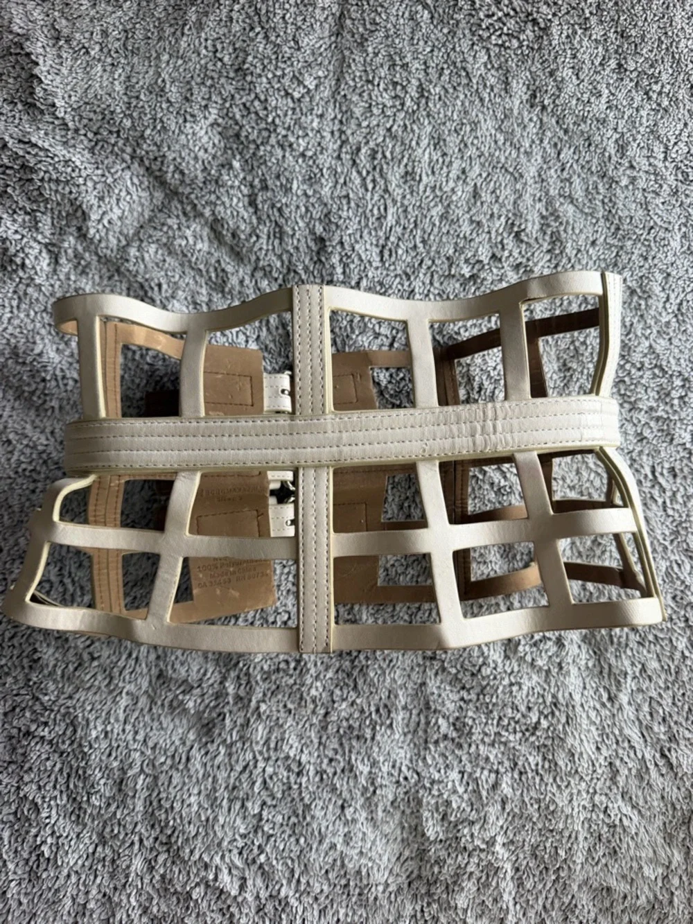 BCBG Vintage White Cutout Triple-Buckle Waist Corset Belt
